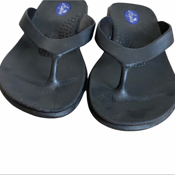 Okabashi Aspire Molded Flip Flop Sandals Sz M/L 8.0-9.0 Black Wedge Heel - Picture 3 of 10